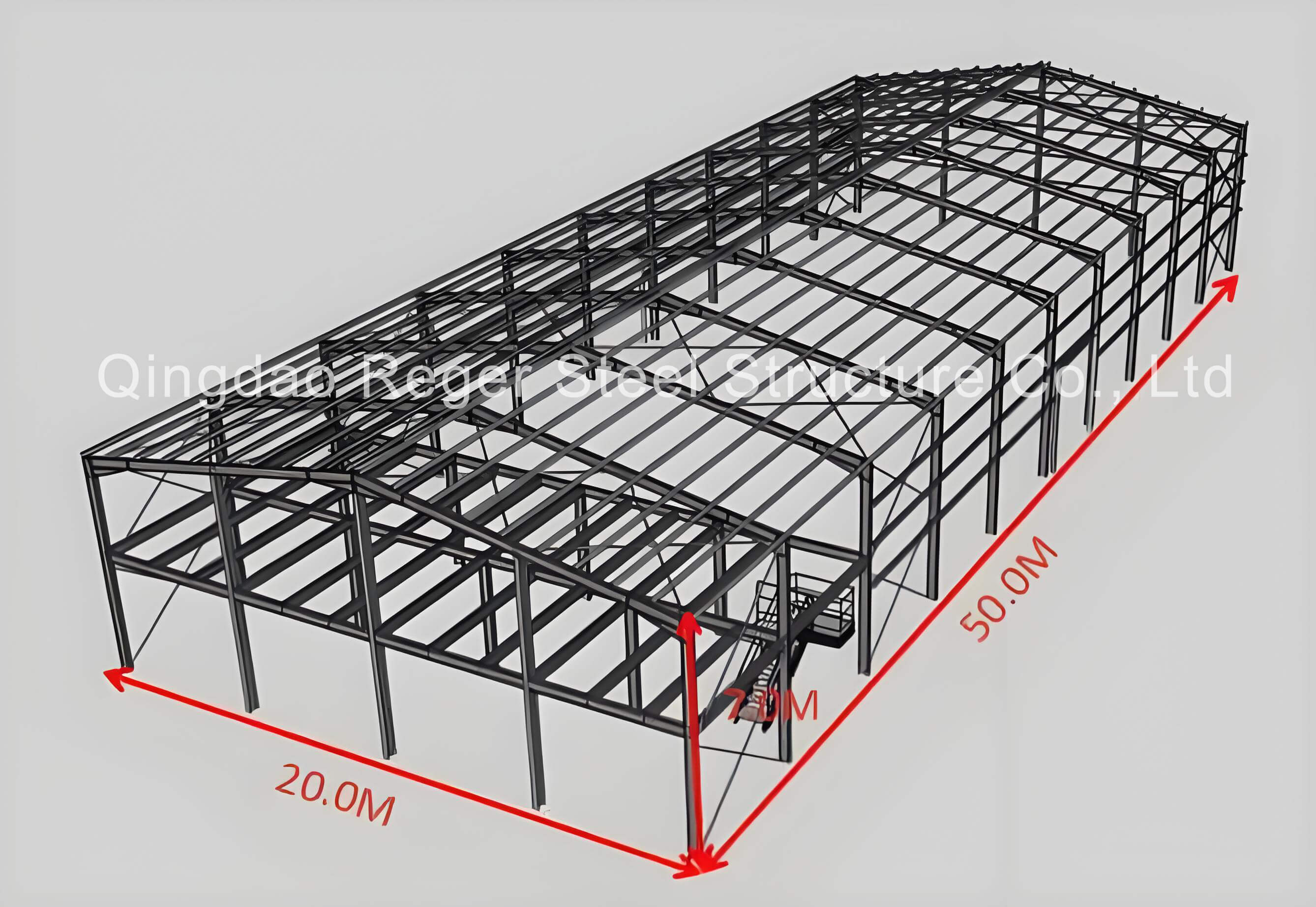 Almacén de estructura de acero de 1000sqm con oficina parcial de dos pisos